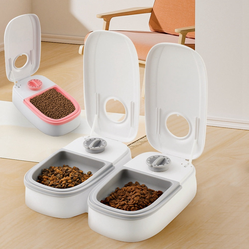Automatic pet food bowl with timer is suitable for all breeds