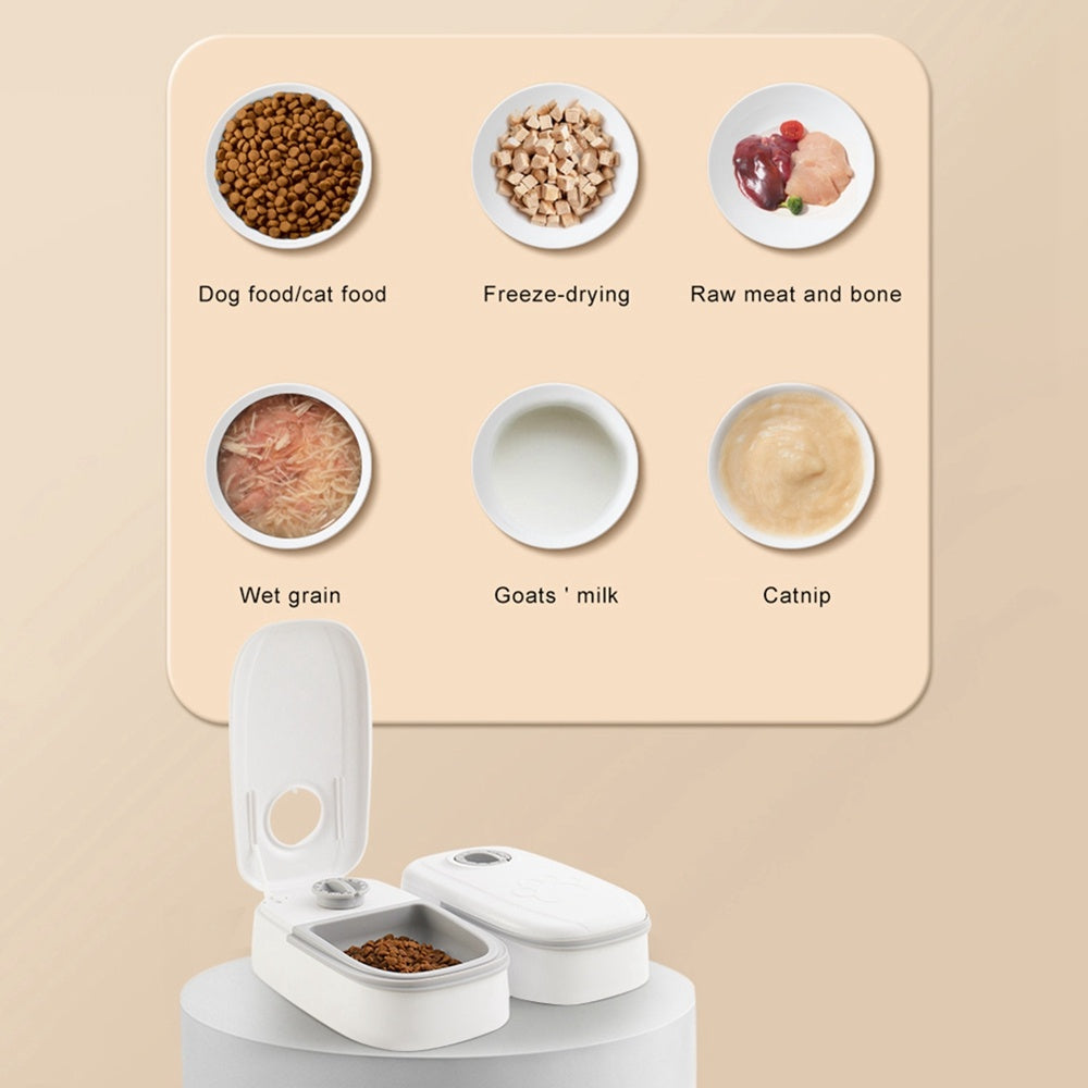 Automatic pet food bowl with timer is suitable for all breeds