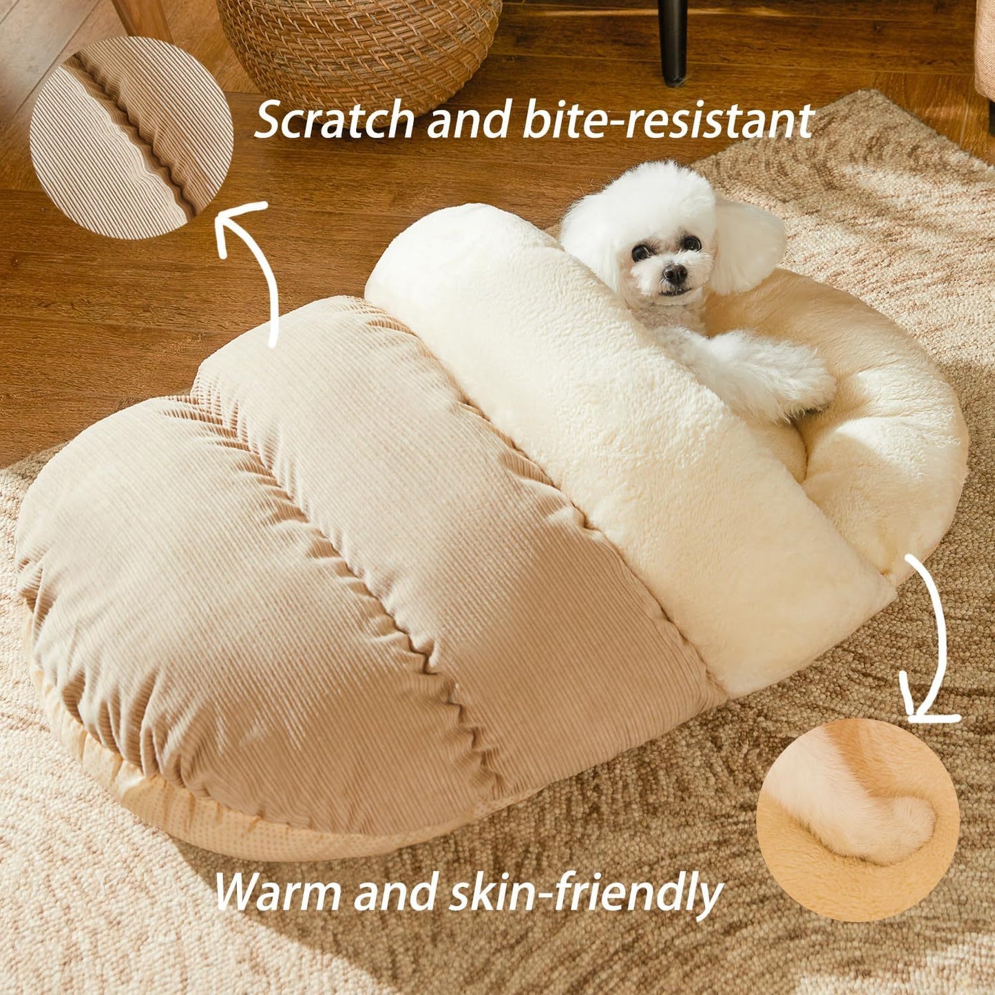 cute plush luxury pet bed suitable for small breeds