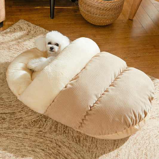 cute plush luxury pet bed suitable for small breeds