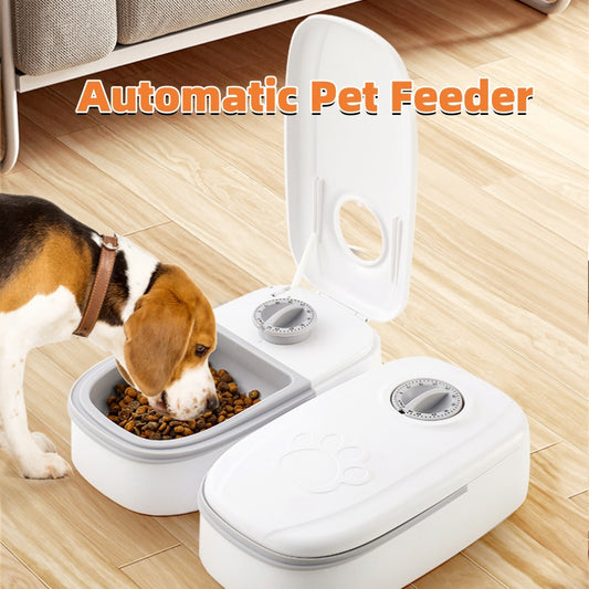 Automatic pet food bowl with timer is suitable for all breeds