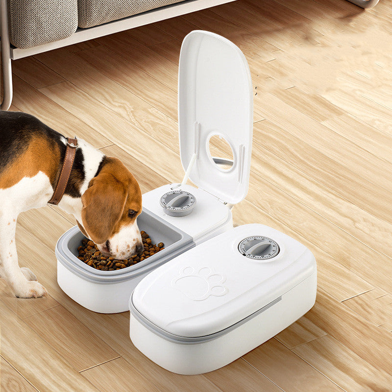 Automatic pet food bowl with timer is suitable for all breeds